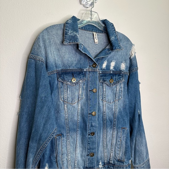LeShop distressed denim jacket - Picture 3 of 8